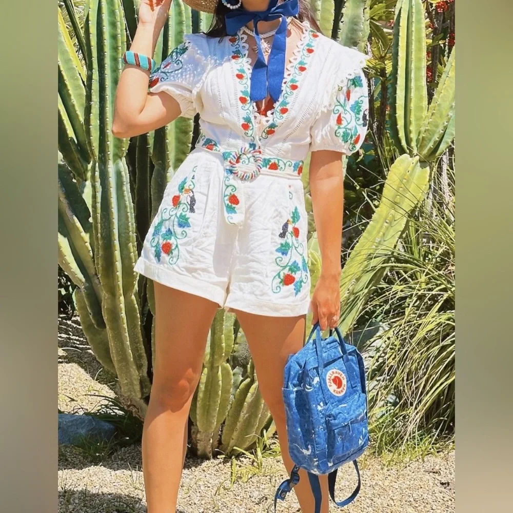 FARM Rio- Cross Stitch Toucan Embroidered Romper - Picture 8 of 9